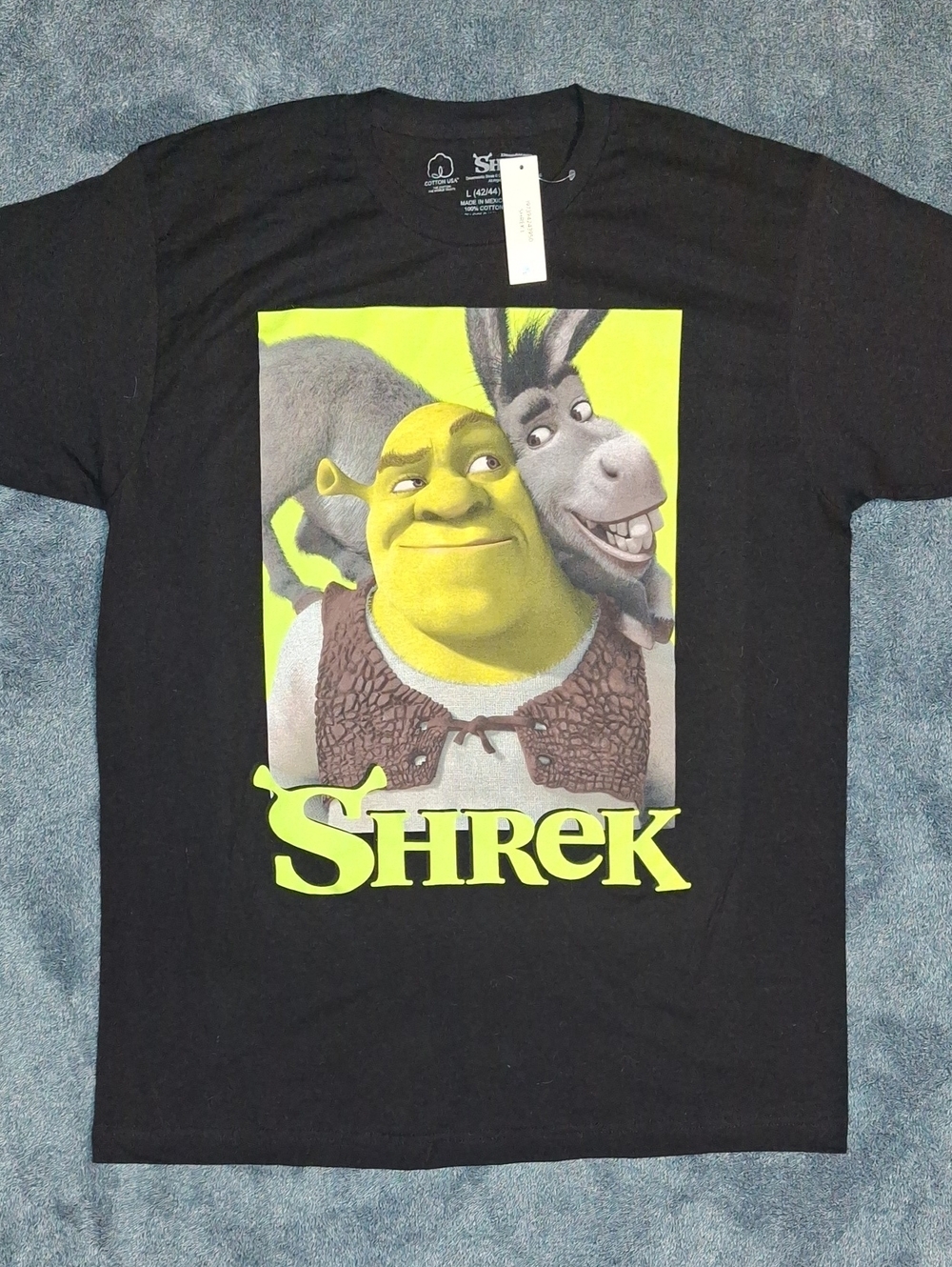 Shrek Graphic Tee Black with Neon Green Print